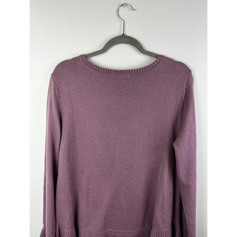 Style Co Womens Purple Plum‎ Mauve Pullover Sweater Flounce Hem Bell Sleeves L